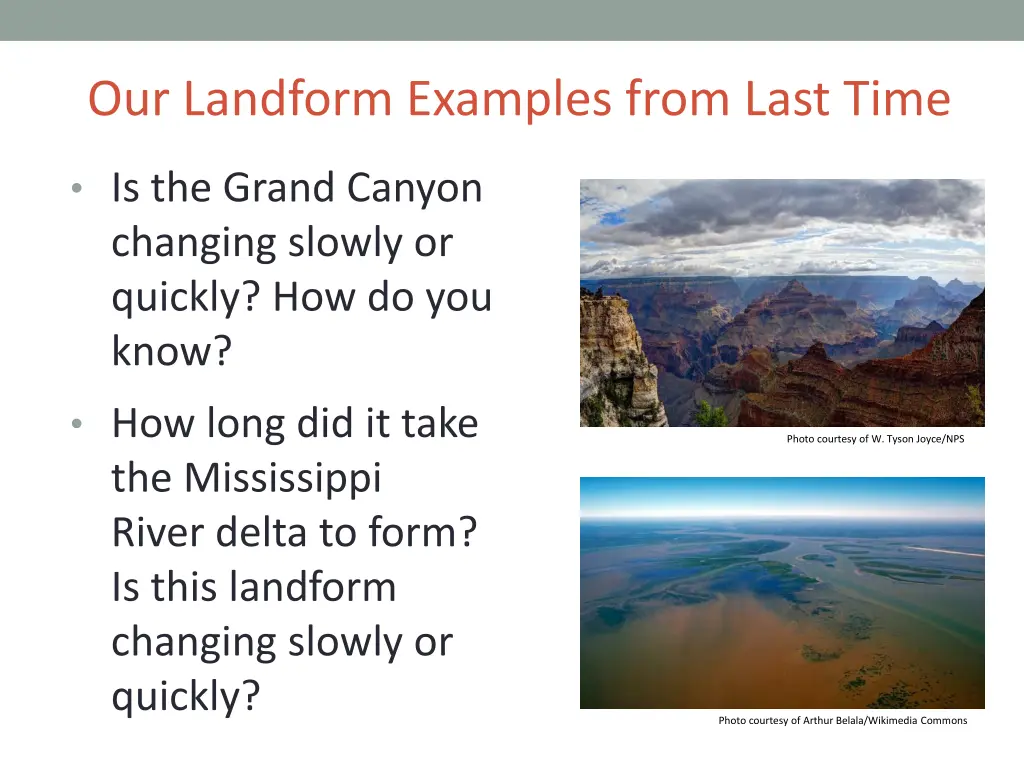 our landform examples from last time