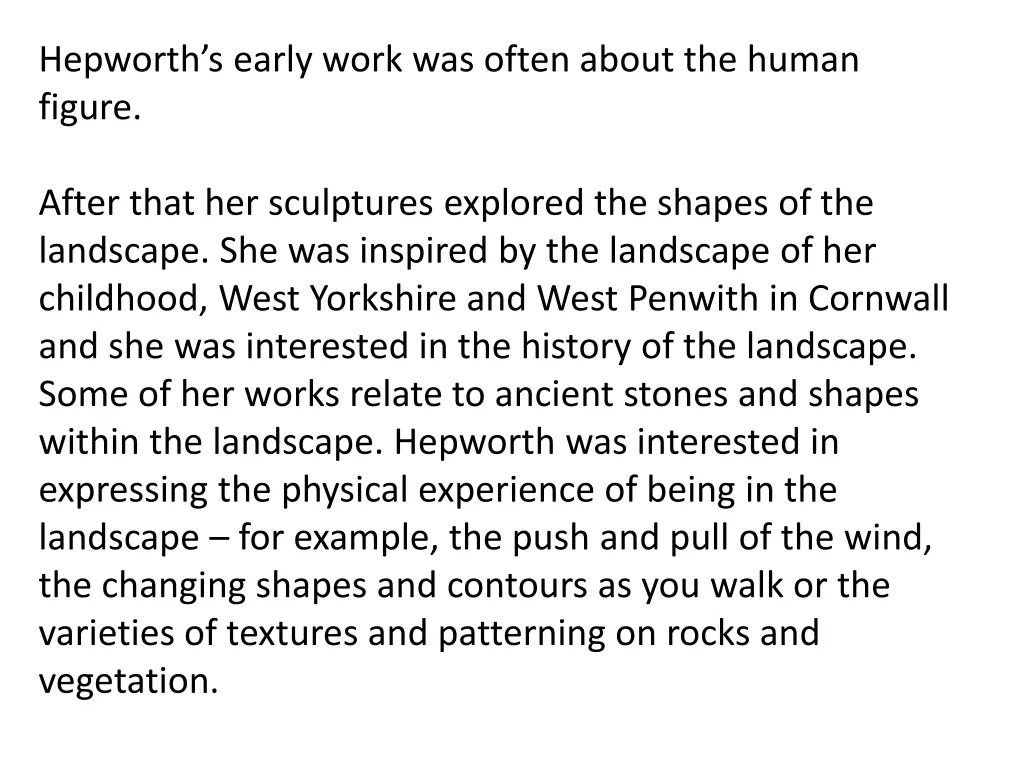 hepworth s early work was often about the human