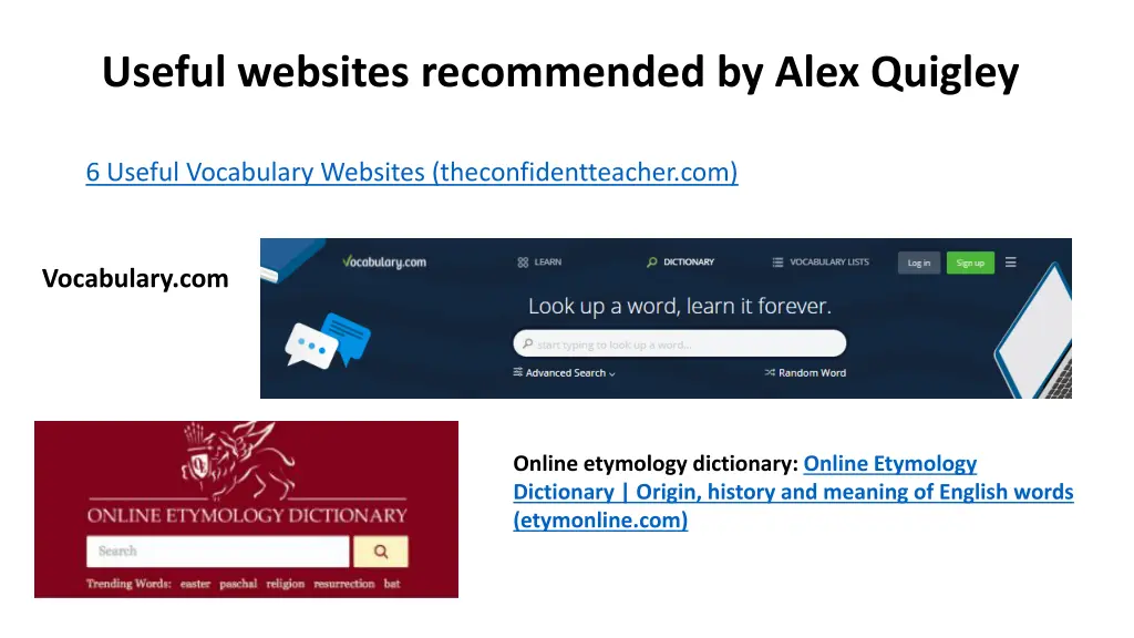 useful websites recommended by alex quigley