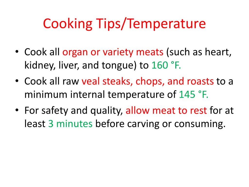 cooking tips temperature