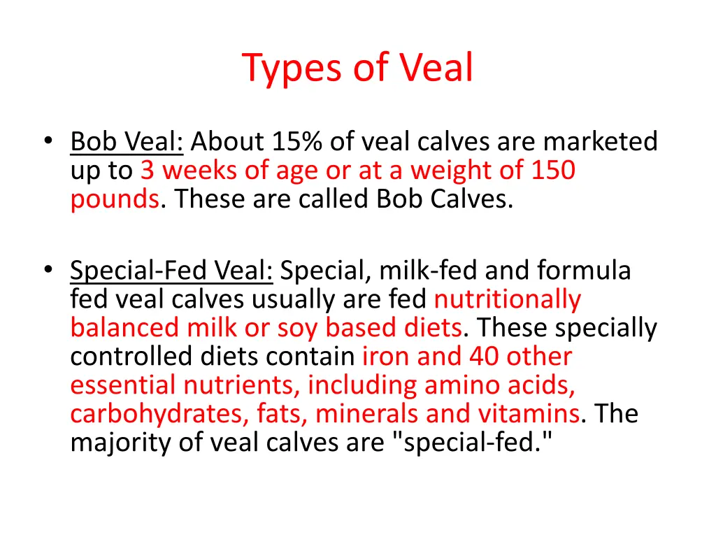 types of veal