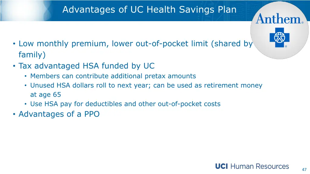 advantages of uc health savings plan