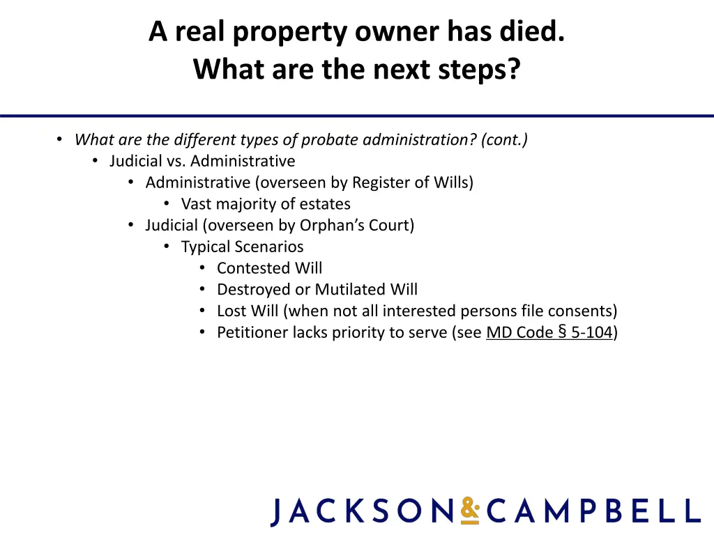 a real property owner has died what are the next 5