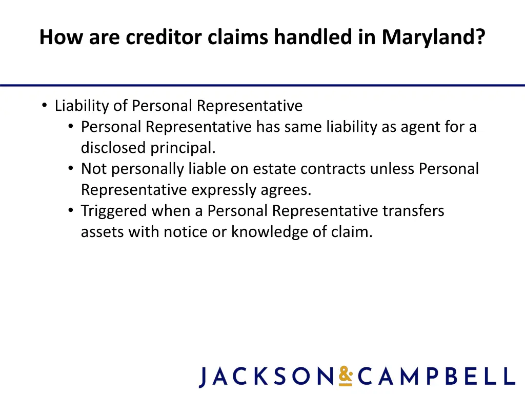 how are creditor claims handled in maryland 5