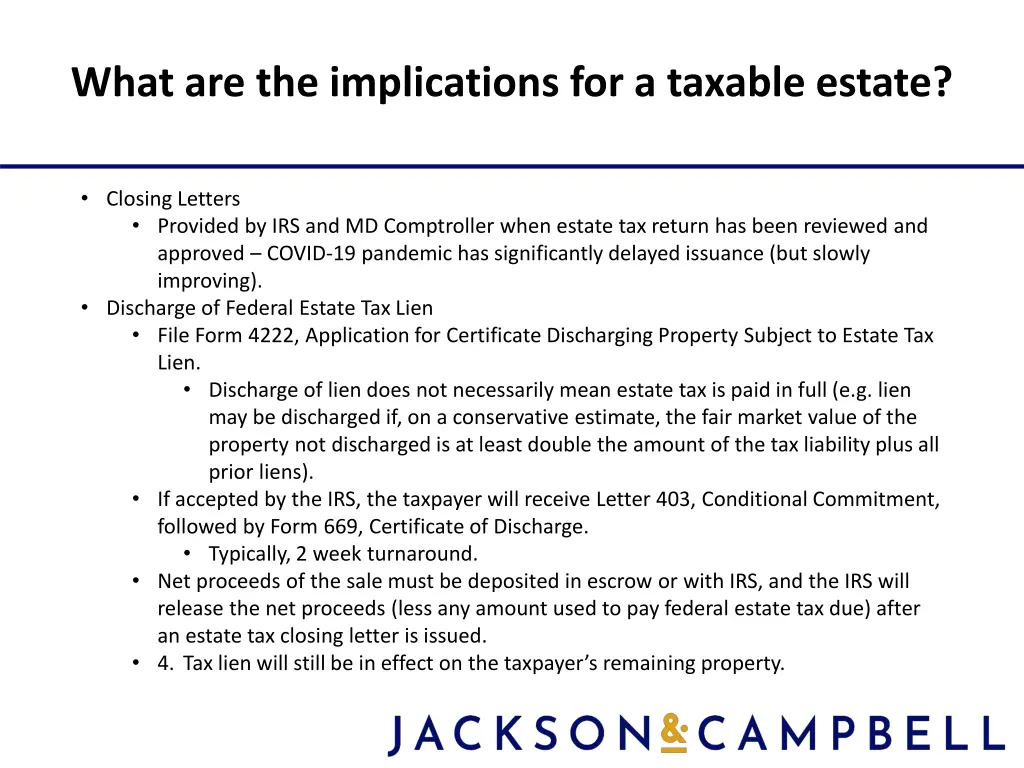 what are the implications for a taxable estate 1