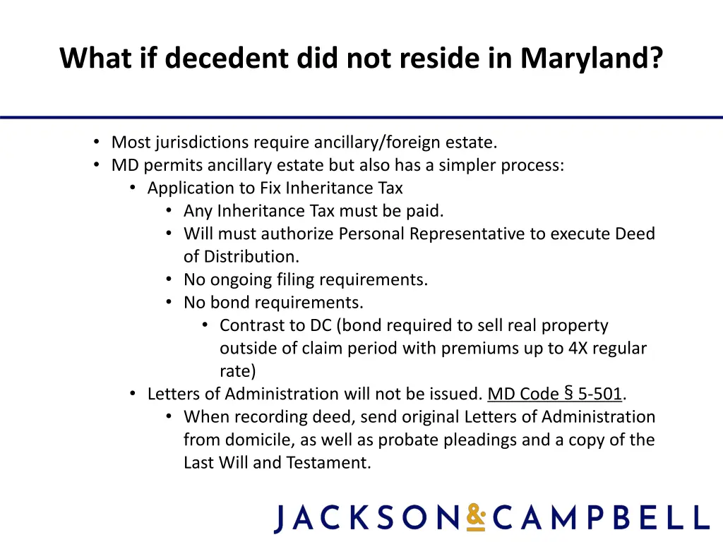 what if decedent did not reside in maryland