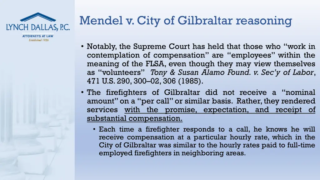 mendel v city of gilbraltar reasoning