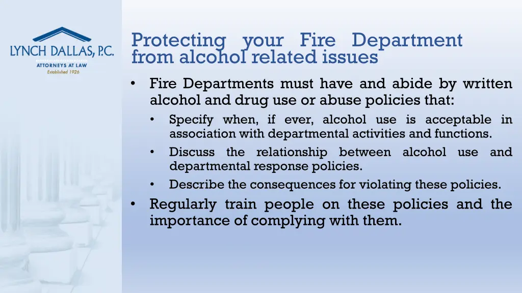 protecting your fire department from alcohol