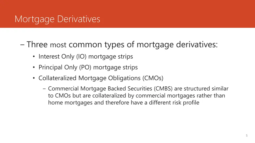 mortgage derivatives