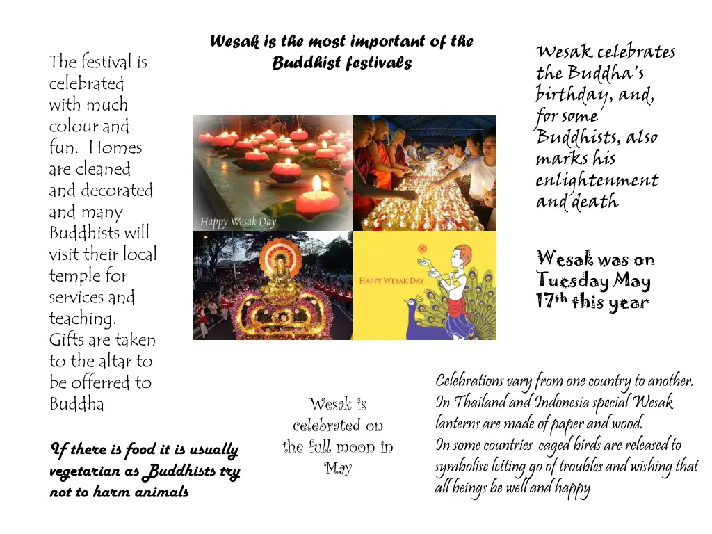 wesak is the most important of the buddhist