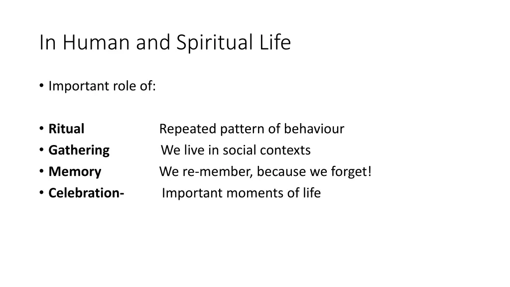 in human and spiritual life