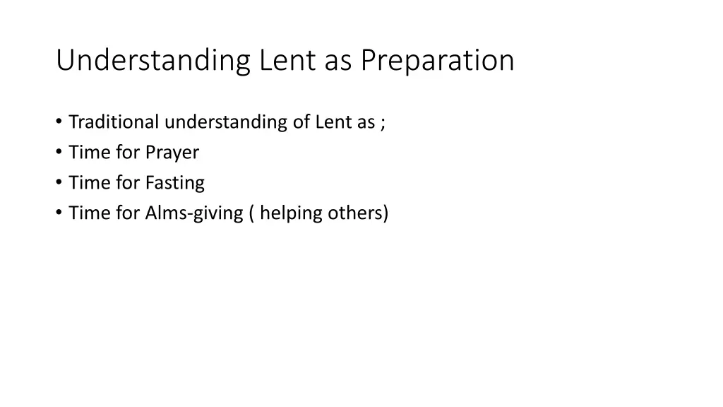 understanding lent as preparation