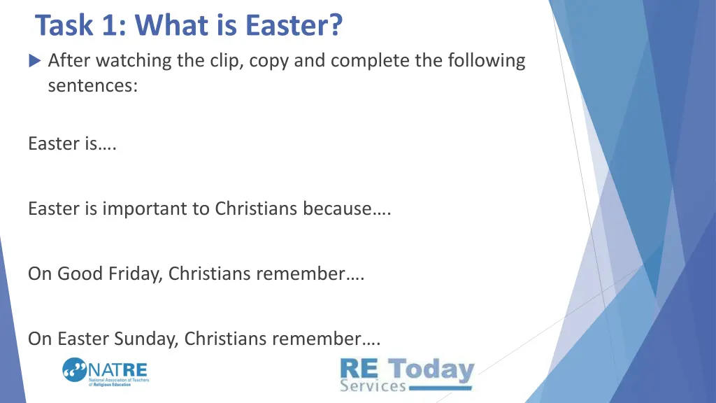 task 1 what is easter after watching the clip