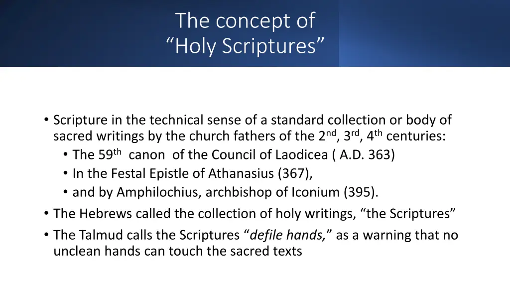 the concept of holy scriptures