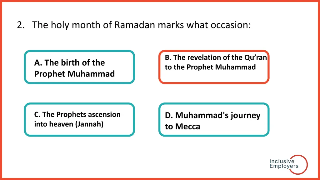 2 the holy month of ramadan marks what occasion 1