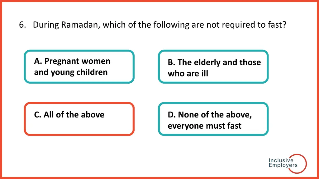 6 during ramadan which of the following 1