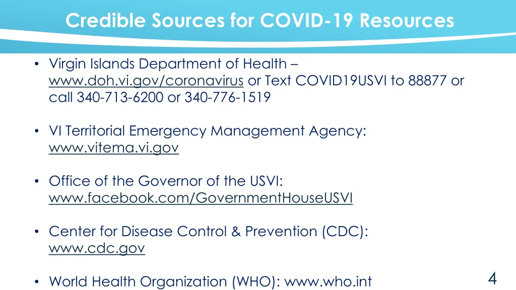 credible sources for covid 19 resources