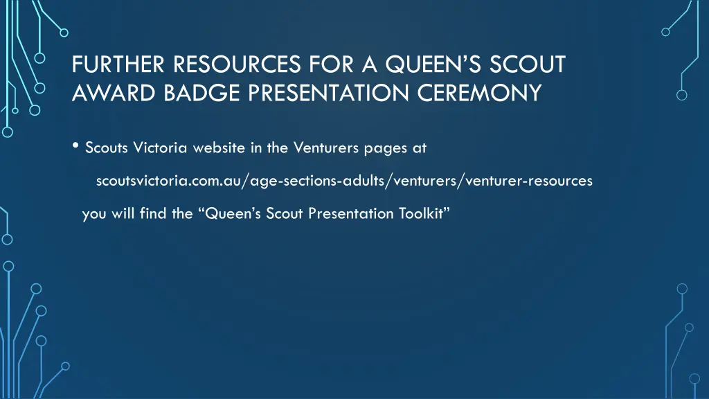 further resources for a queen s scout award badge