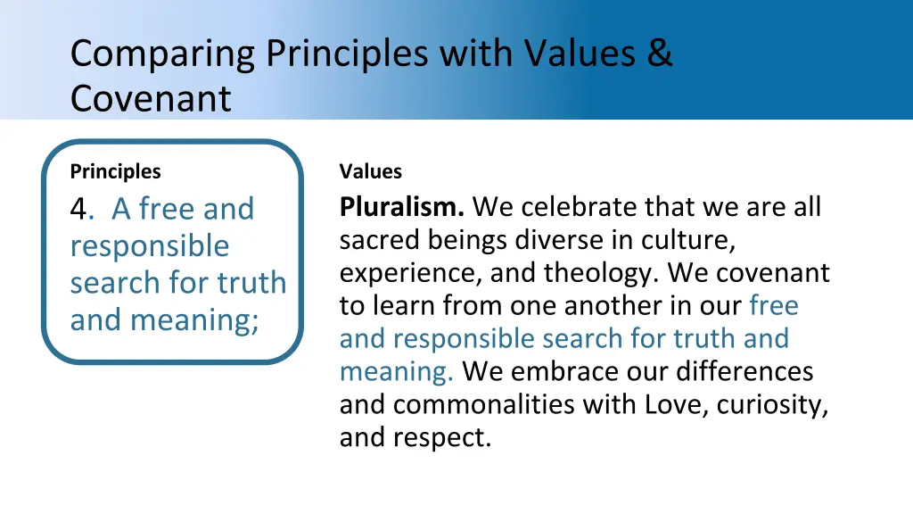 comparing principles with values covenant 6