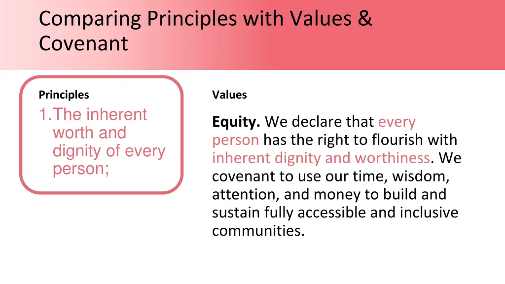 comparing principles with values covenant