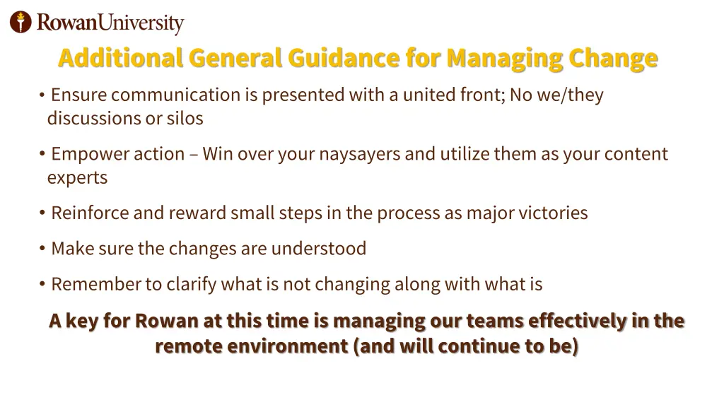 additional general guidance for managing change 1