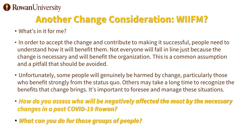 another change consideration wiifm what