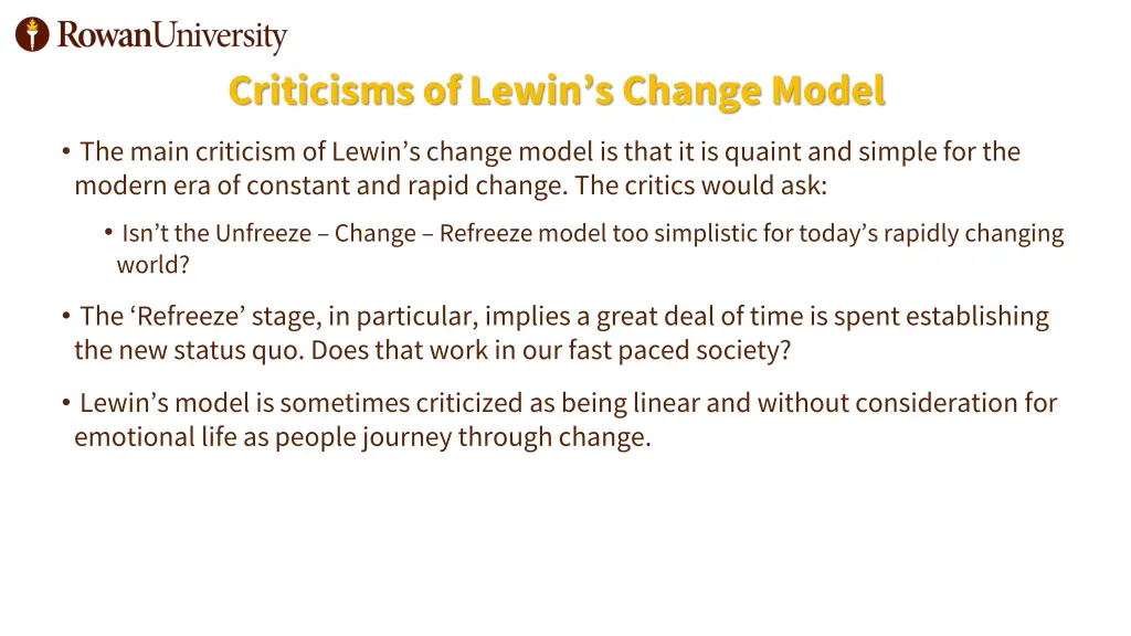 criticisms of lewin s change model 1