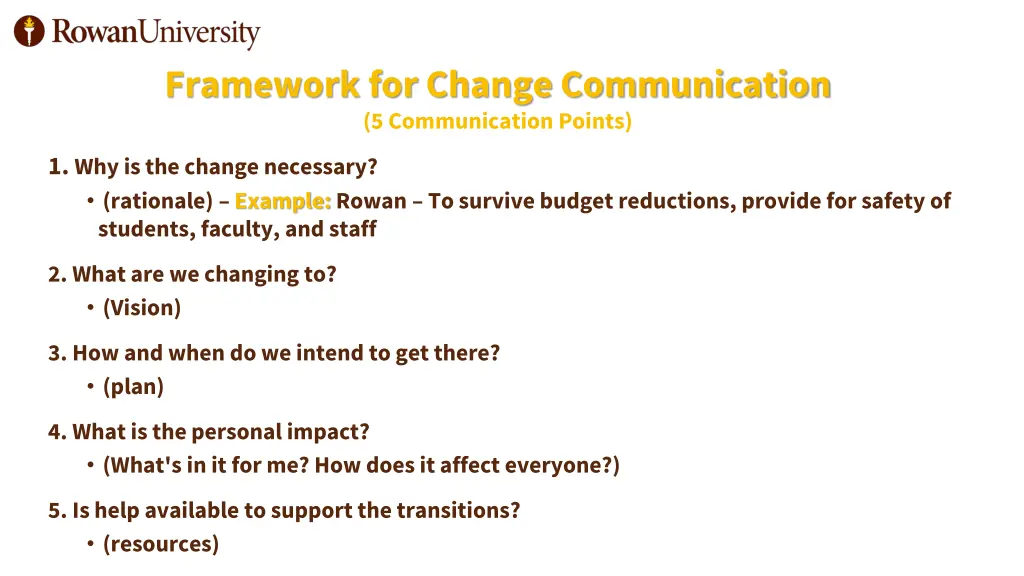 framework for change communication