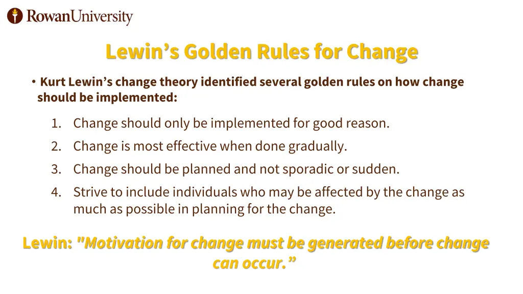 lewin s golden rules for change