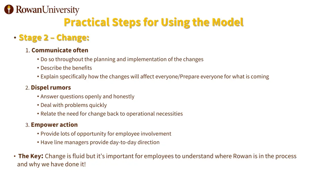 practical steps for using the model stage