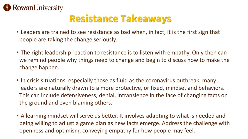 resistance takeaways