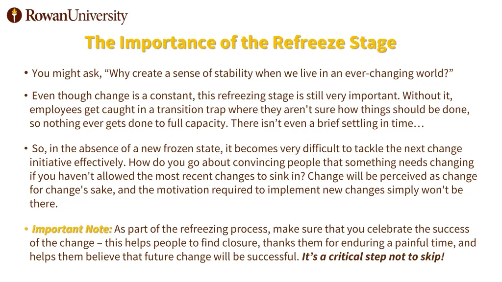 the importance of the refreeze stage