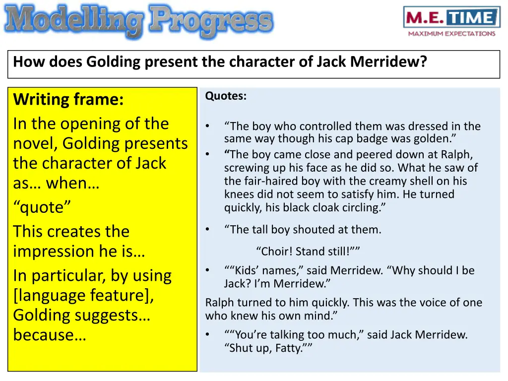 how does golding present the character of jack