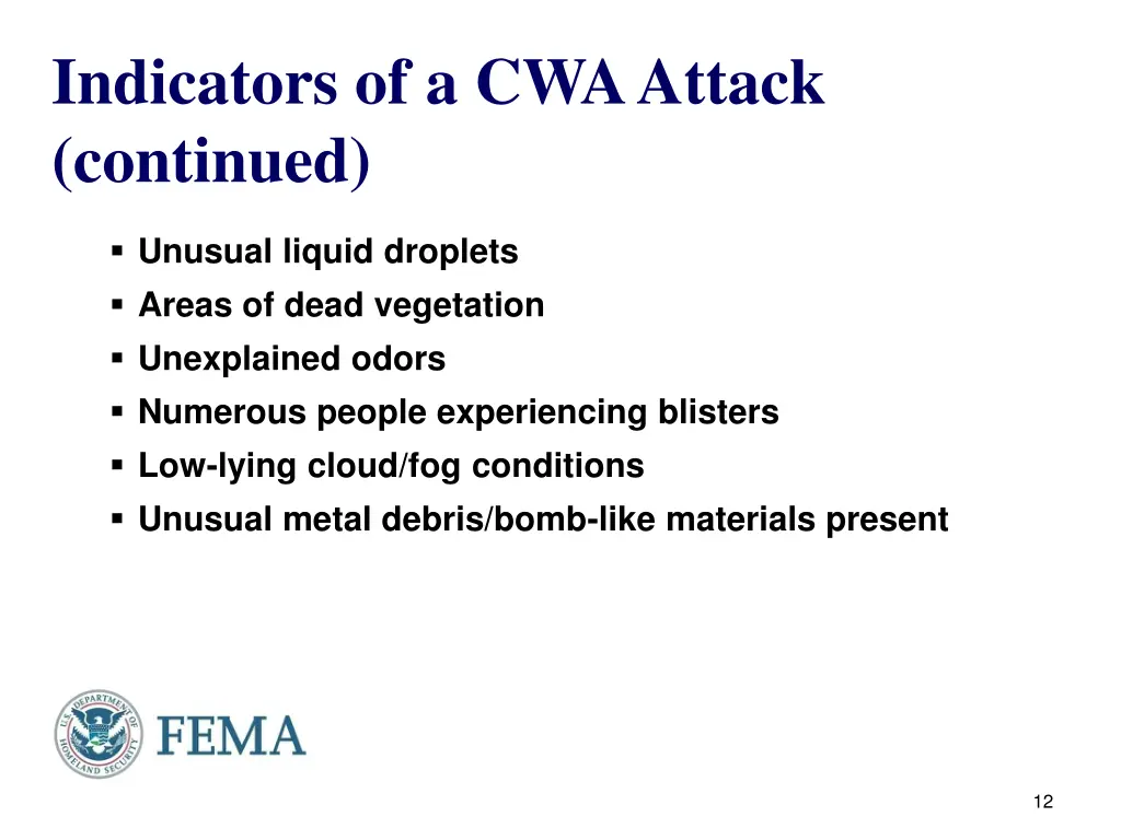 indicators of a cwa attack continued