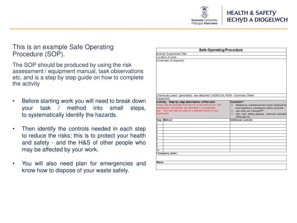 this is an example safe operating procedure sop