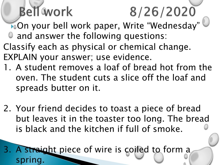 on your bell work paper write wednesday