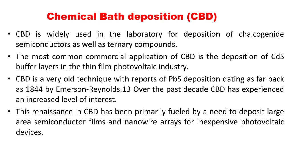 chemical b bath deposition cbd