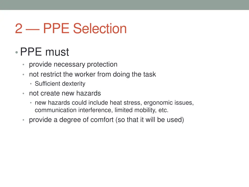 2 ppe selection