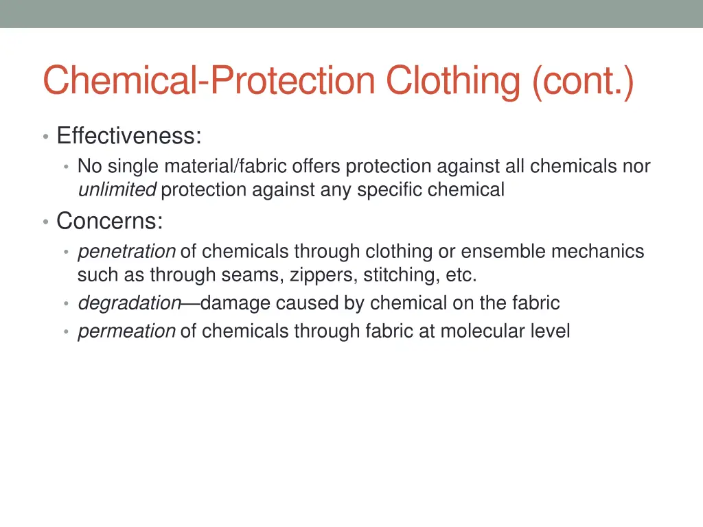 chemical protection clothing cont