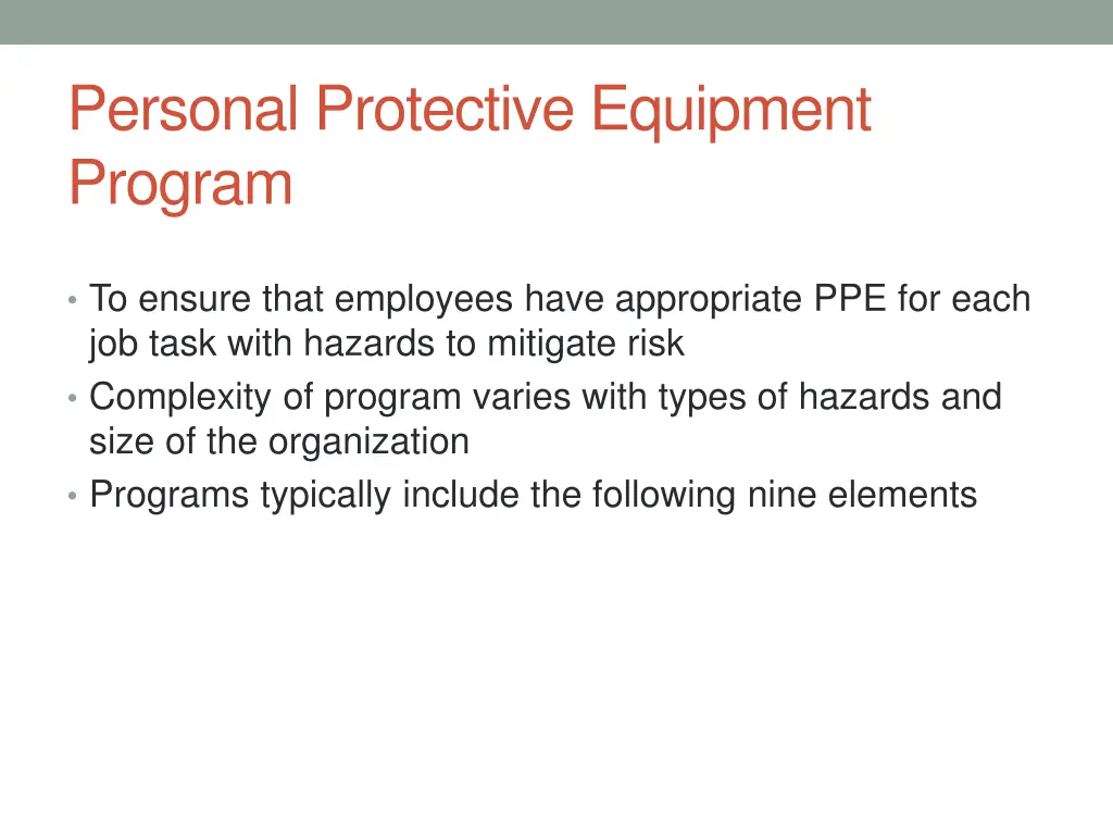 personal protective equipment program