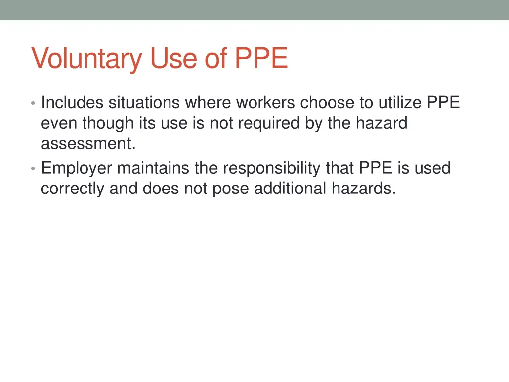 voluntary use of ppe