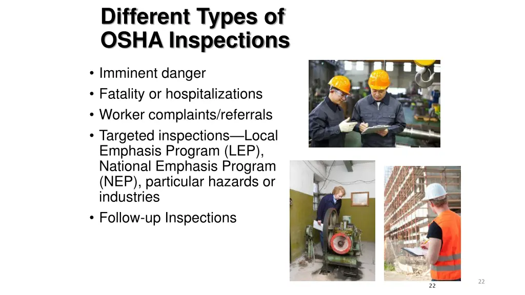 different types of osha inspections