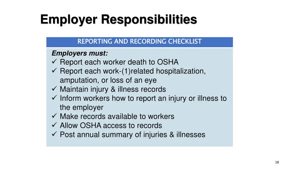 employer responsibilities