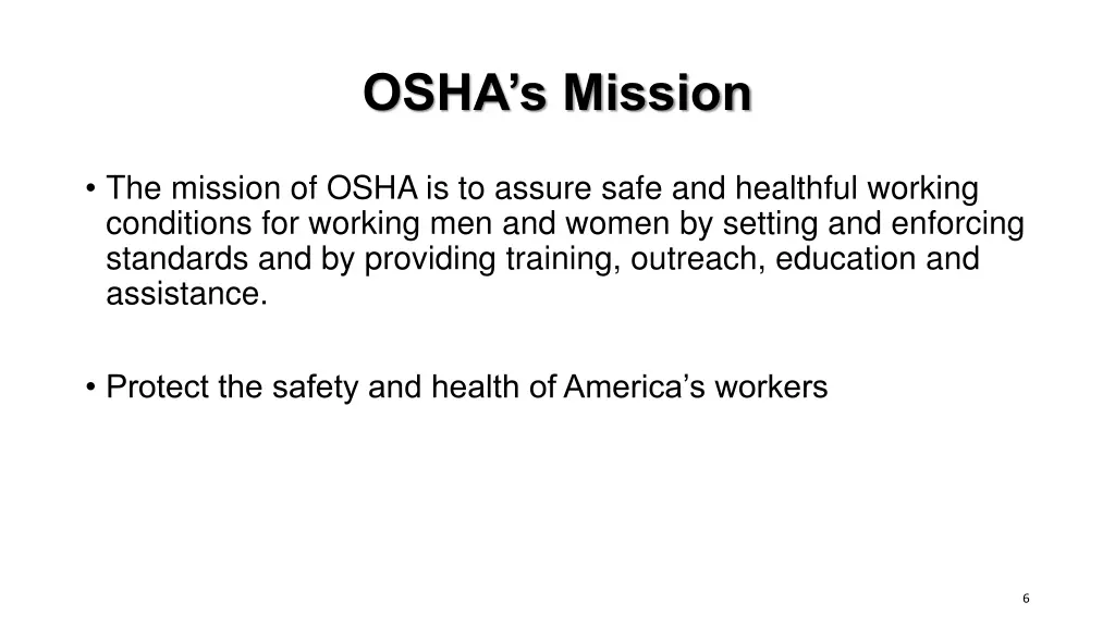 osha s mission