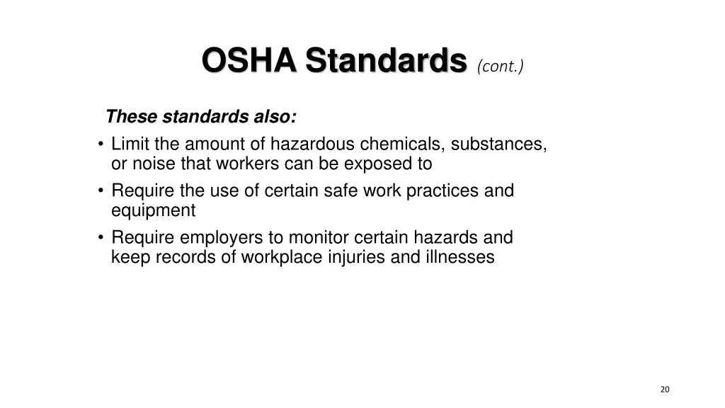 osha standards cont