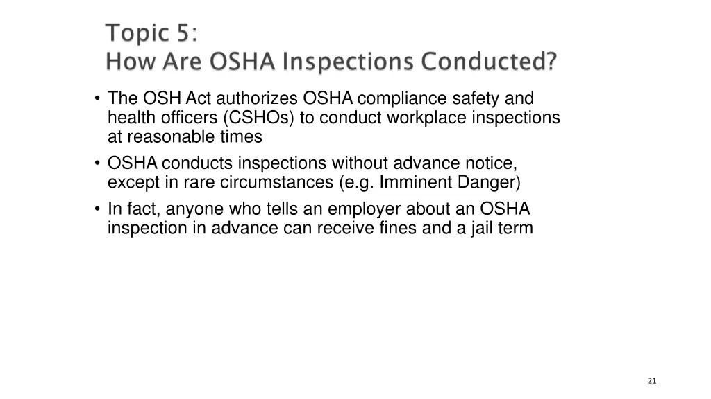 the osh act authorizes osha compliance safety