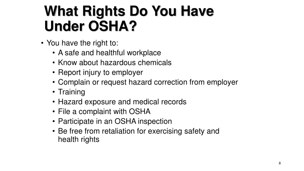 what rights do you have under osha