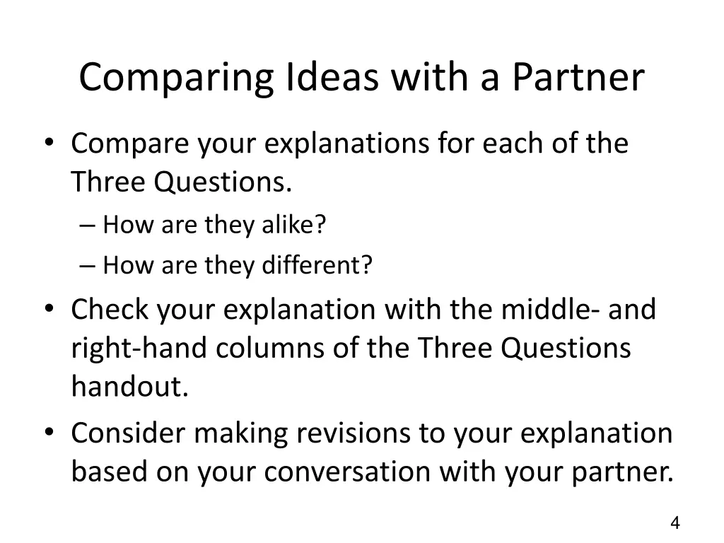 comparing ideas with a partner