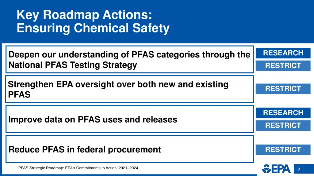 key roadmap actions ensuring chemical safety