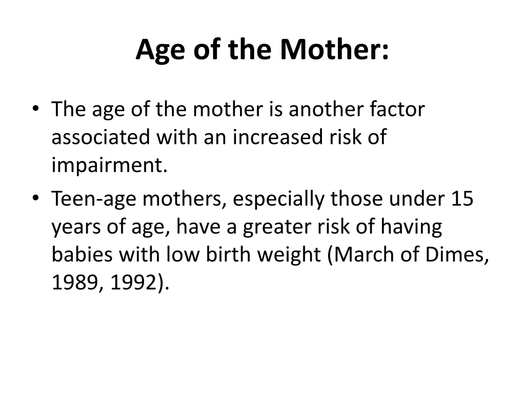 age of the mother